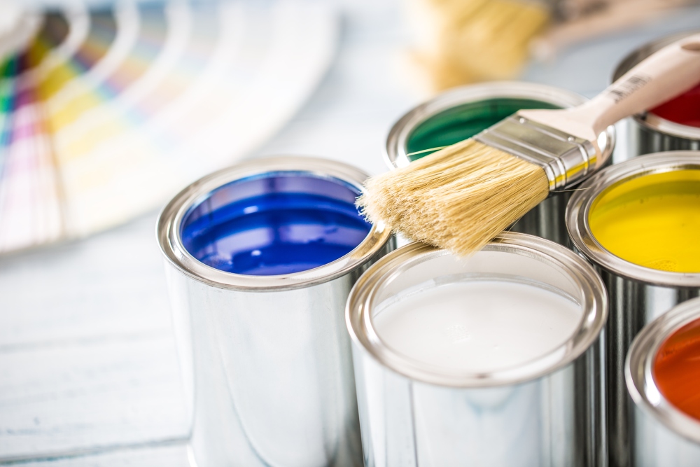 Paint cans brushes